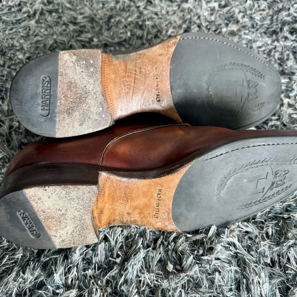 Harris Handmade Italian Leather Oxfords – Brown Patina size 9 1/2 - Picture 9 of 9